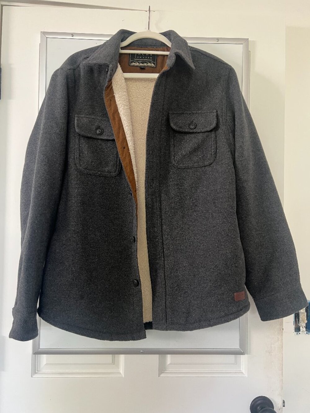 Jachs New York Charcoal Gray Sherpa-Lined Wool Blend Jacket